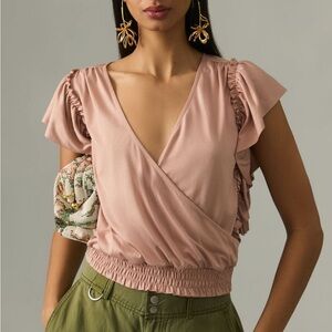 Anthropologie Silky Deep-V Top
